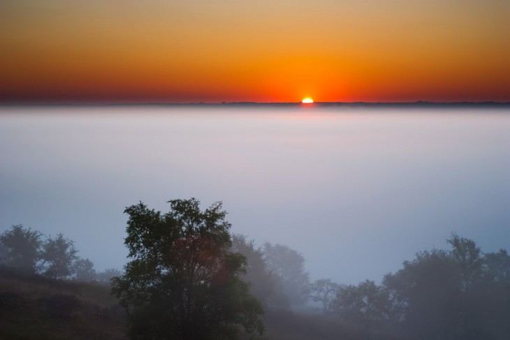 Paisaje de una puesta de sol en Nebraska, EE. UU. 