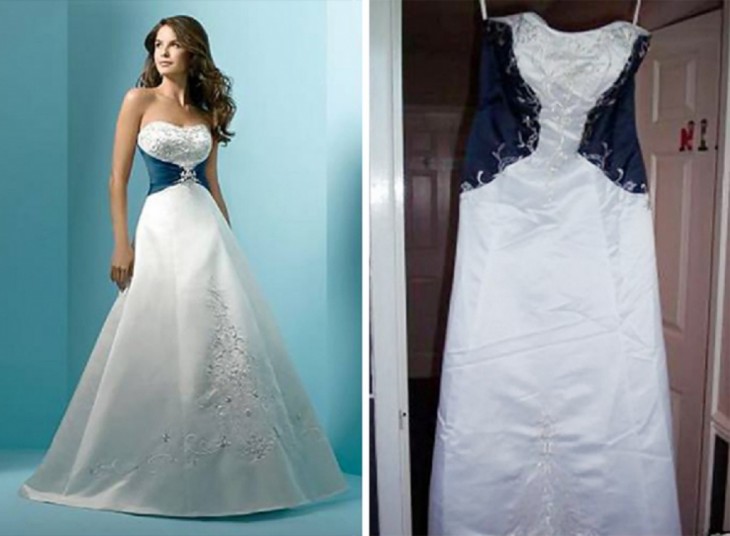 vestido blanco con aplicacion azul
