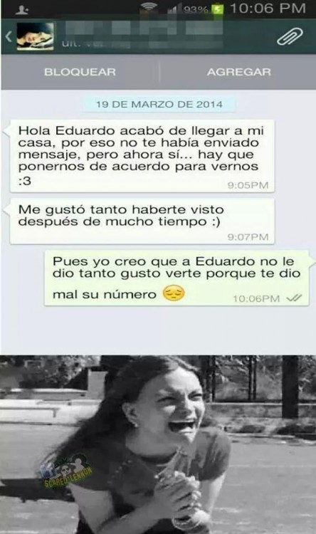 mensaje de una chica que fue trolleada por Eduardo 