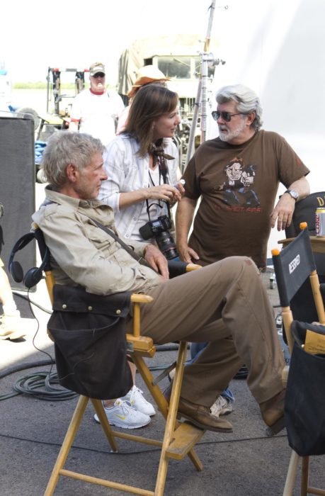 Han Solo y George Lucas durante una filmación 