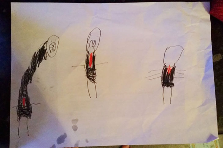 dibujos de miedo hecho por un niño de preescolar