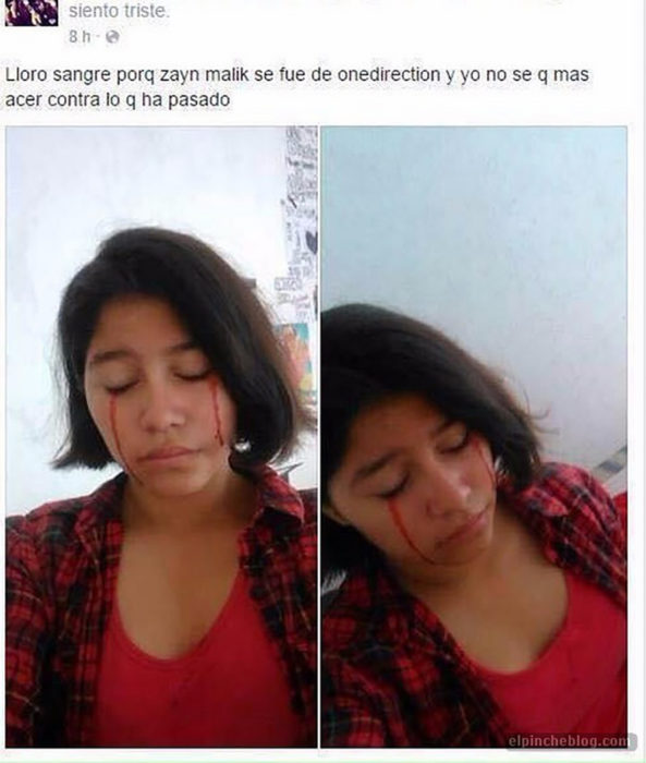 estado de facebook de mujer que llora sangre por one direction